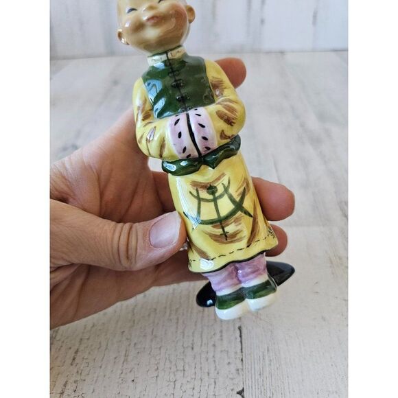 Gort wong li boy monk Buddha Chinese figurine statue vintage yellow bone china - Picture 6 of 9